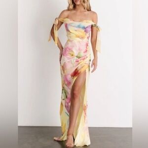 Baltic Born Allegra Off Shoulder Maxi Dress Pastel Floral